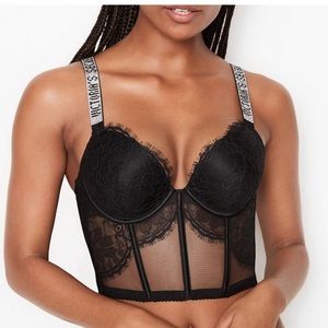 Victoria’s Secret Push-Up Black Corset with Sparkly Starts